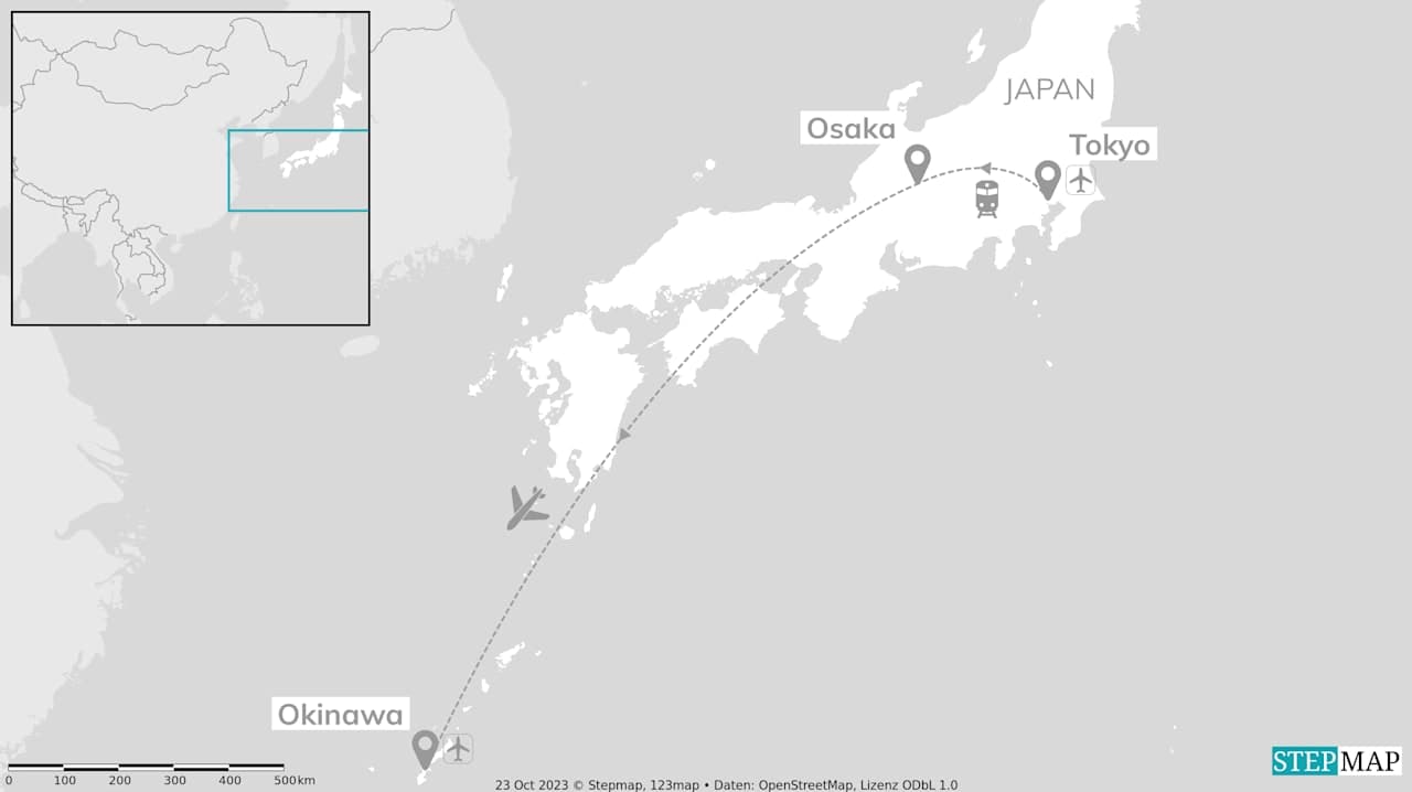 Tokyo to Okinawa: Zwischen Skyline, Osaka & Sonneninsel