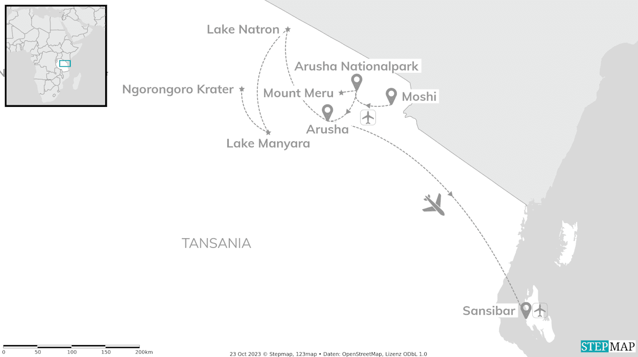 Tansania Adventure: Meru Trekking, Safari & Sansibar