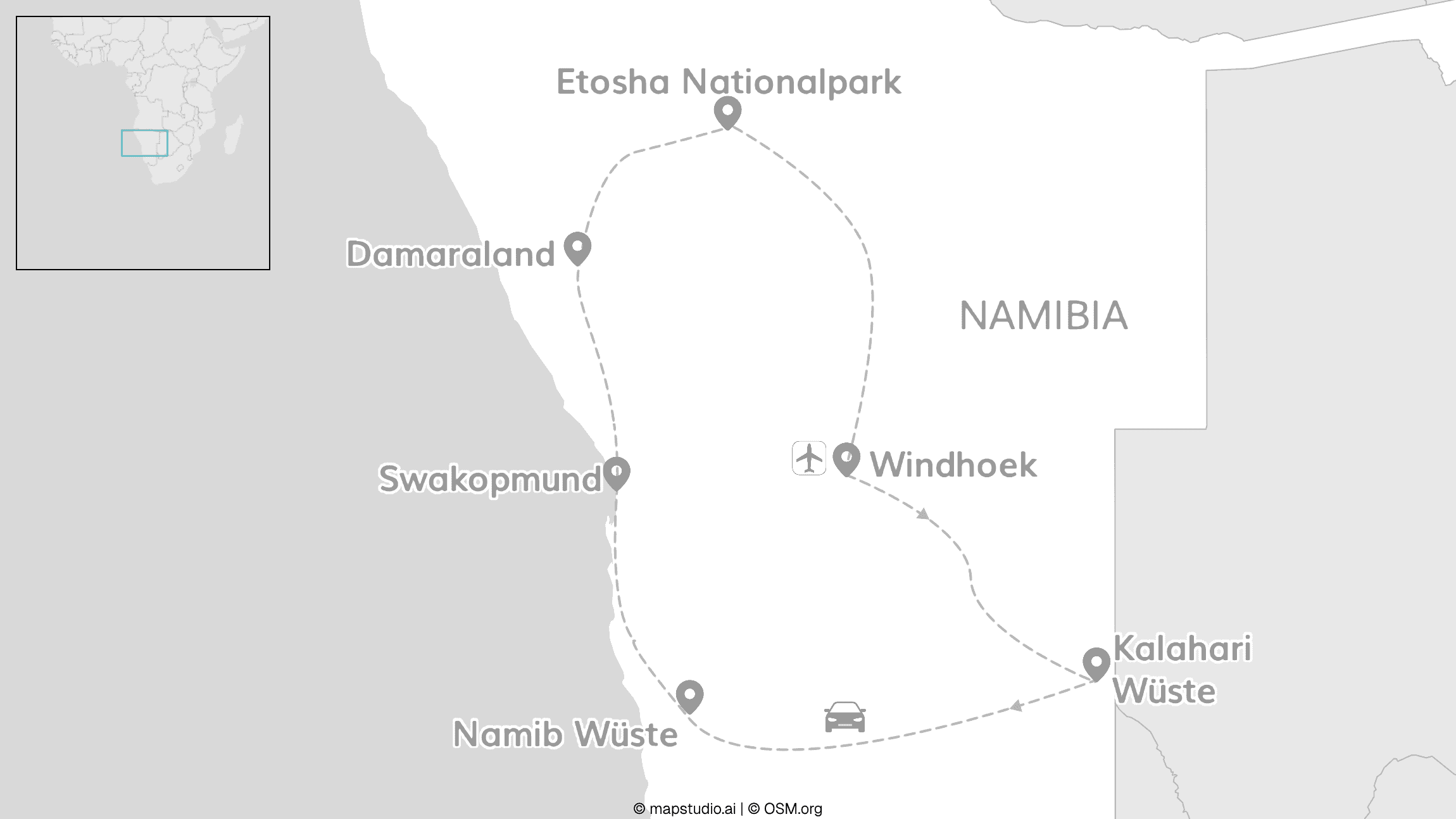 2 for 1 Namibia: Safari-Roadtrip zu feuerroten Wüsten